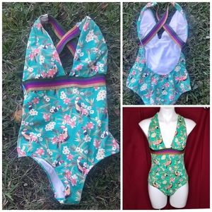 OndadeMar Toucan Floral Stripe Swimsuit XS